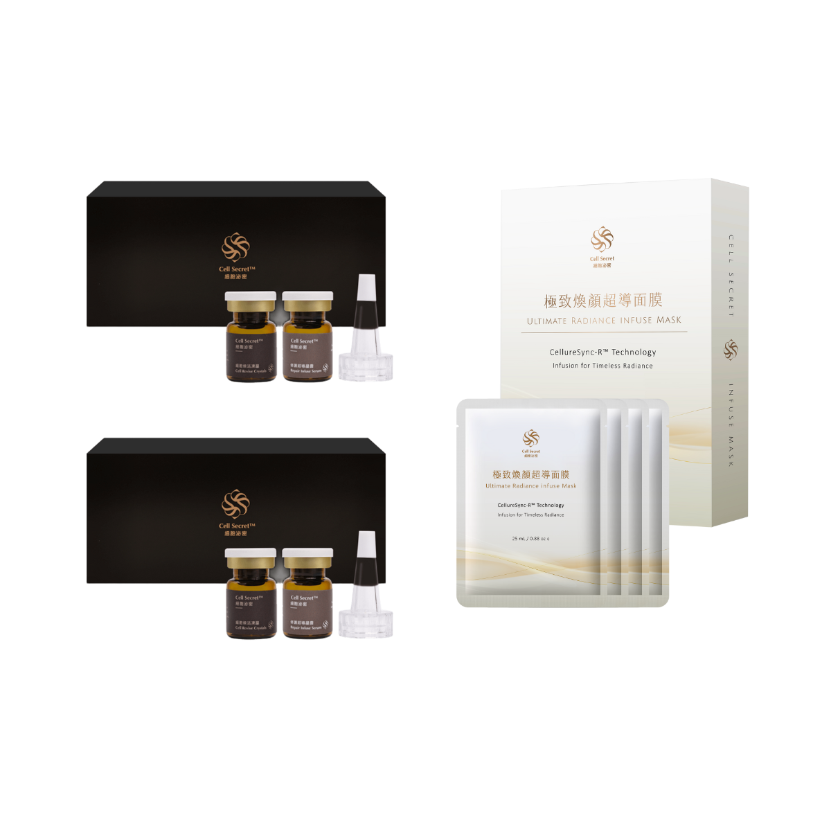 【煥亮修護組】Cell Secret™肌因煥活組 (1入組) + 極致煥顏超導面膜 (1盒)(預購)